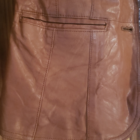 Vintage Old Navy Brown Genuine Leather Jacket Lined Size Small - Picture 2 of 5